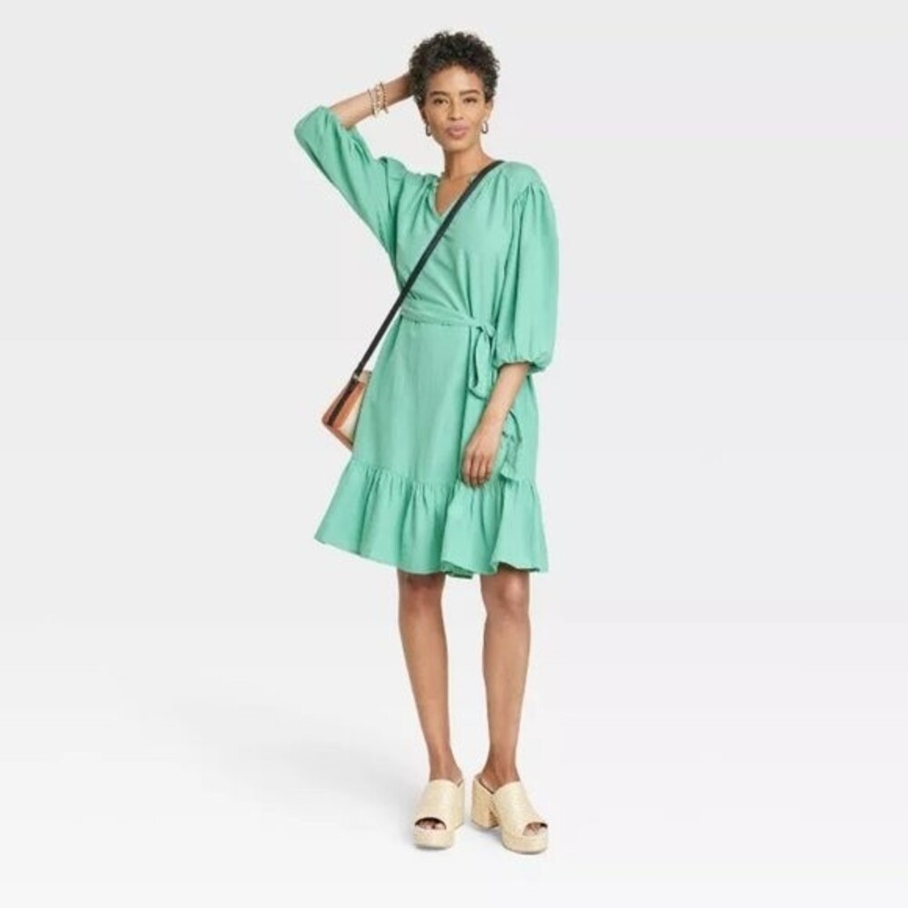 NWT Knox Rose Women's 3/4 Sleeve A-Line Dress sz L